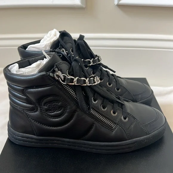 CHANEL | Shoes | Chanel Lambskin Zipped Chain Sneakers